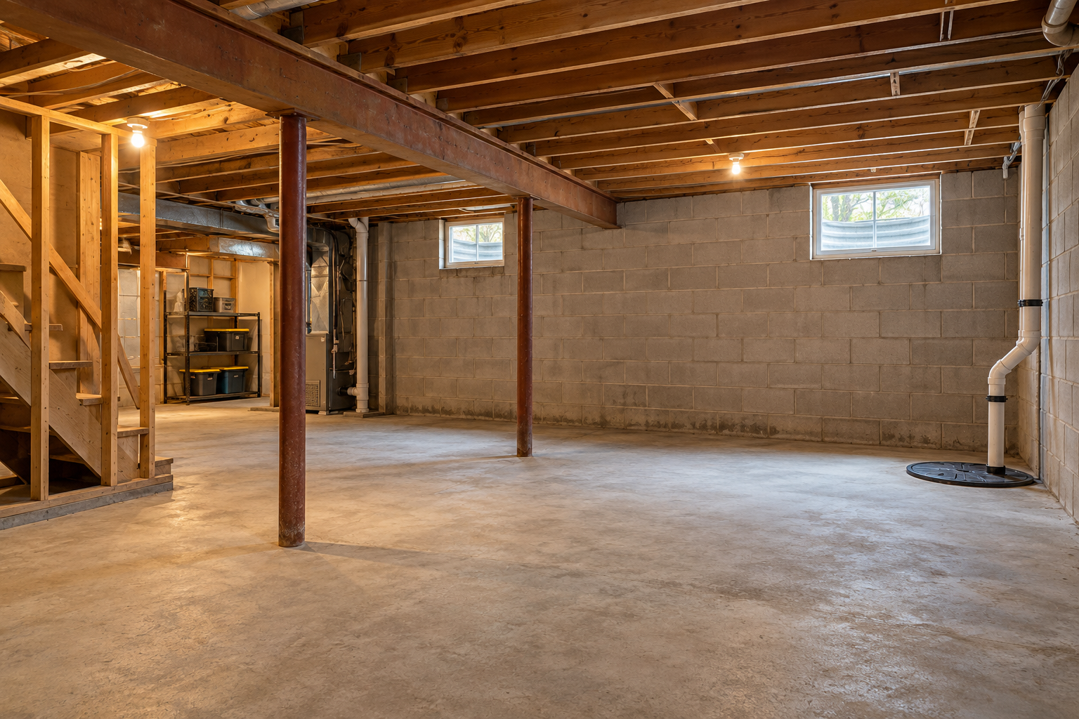 Generic basement foundation interior